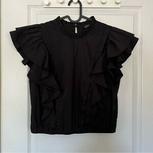 New Dynamite Black Ruffle Sleeve Top Women S